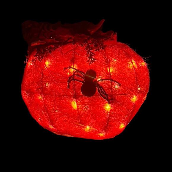 None Other - Halloween Light Up Pumpkin Natural Fiber Jack O Lantern Indoor Decor